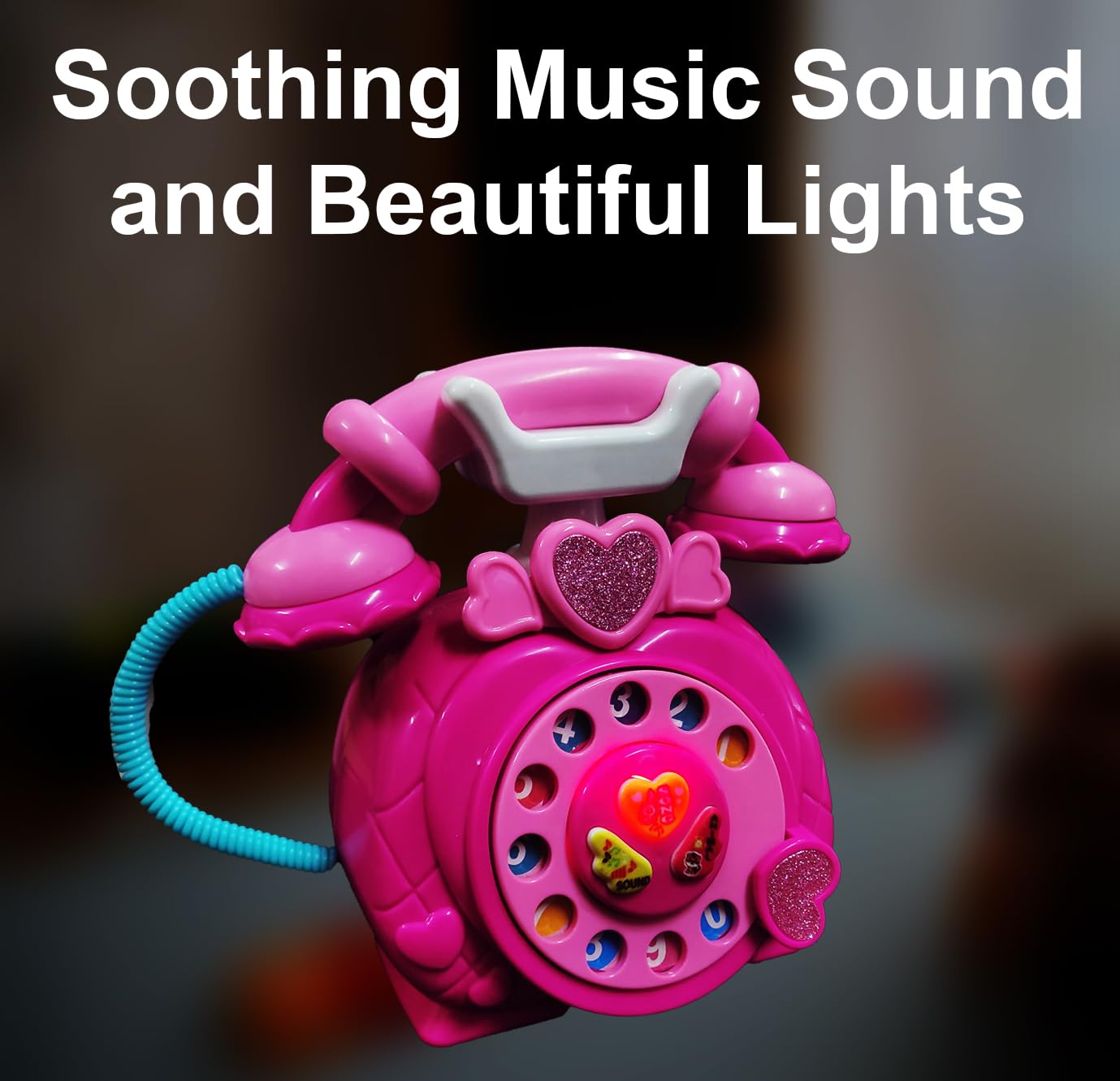 Classic Dial Receiver Simulation Telephone Toy for Kids- sound and light