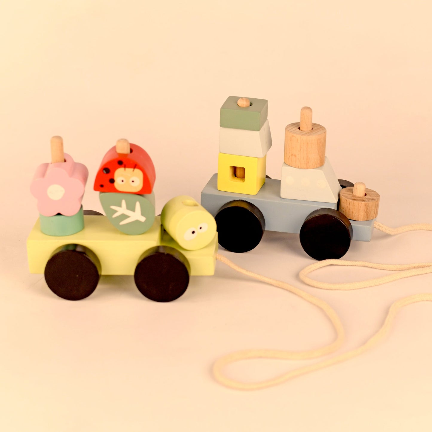 Pull Along Ship Toy Set Non-Toxic Push Pull String Toys