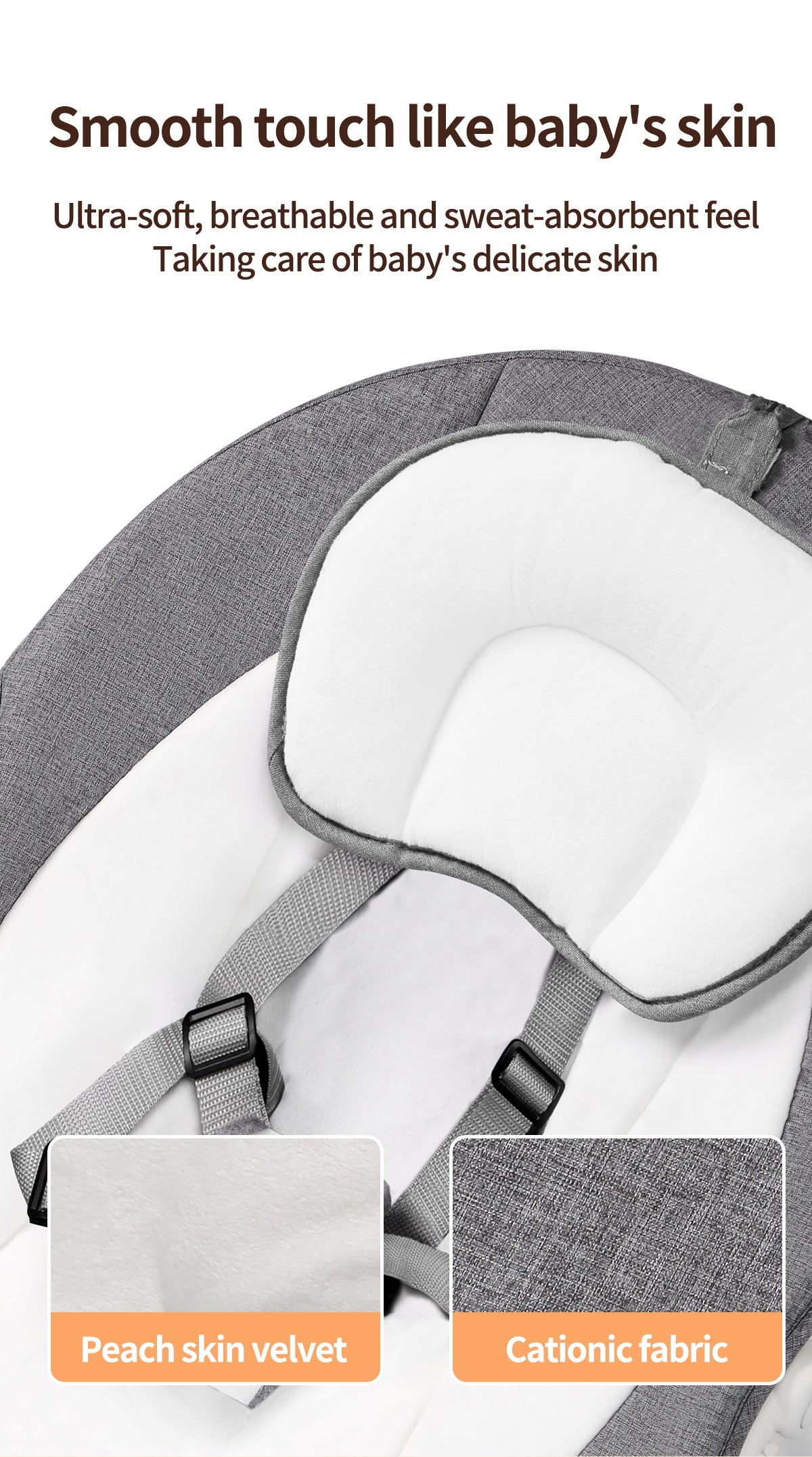 Baby Swing for Infants, Bluetooth Infant Swing with Music Speaker, Bluetooth Touch Screen/Remote Control Timing Function with 5 Speeds, 3 Seat Positions,10 Music, 5 Point Harness Belt