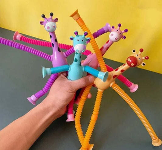 Telescopic Suction Cup Giraffe , Robot, Alien Toy, Monkey LED Telescopic Pipe with Suction Cup, Shape-Changing Stretch Tube - Any 1