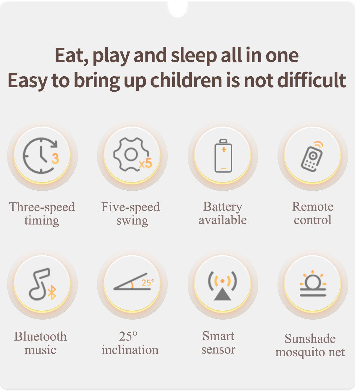 Baby Swing for Infants, Bluetooth Infant Swing with Music Speaker, Bluetooth Touch Screen/Remote Control Timing Function with 5 Speeds, 3 Seat Positions,10 Music, 5 Point Harness Belt