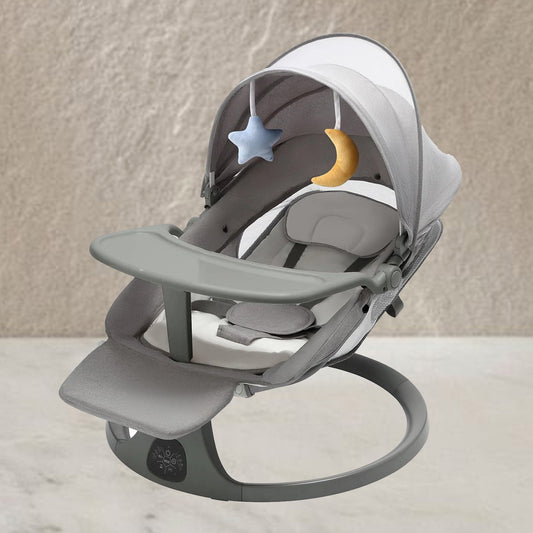 Baby Swing for Infants, Bluetooth Infant Swing with Music Speaker, Bluetooth Remote Control Timing Function with 5 Speeds, 4 Seat Positions,10 Music, 5 Point Harness Belt, recliner