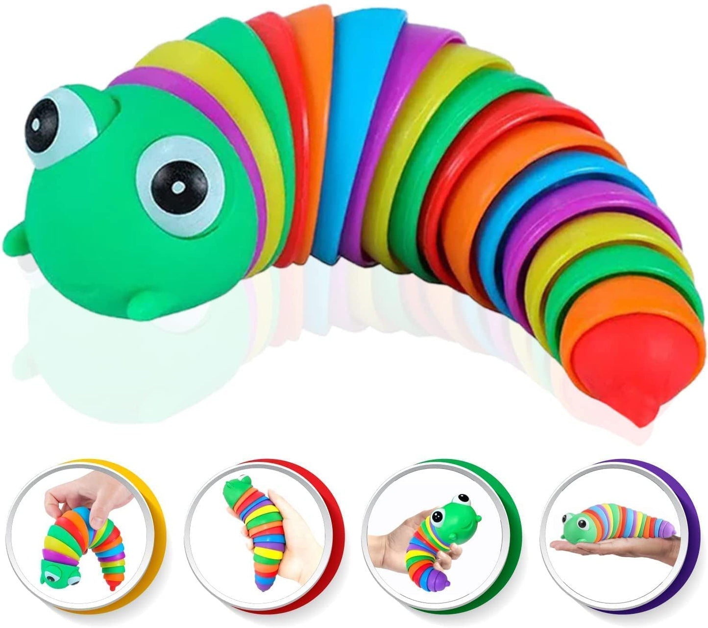 Caterpillar Slug Toy Sensory - Relaxing Caterpillar Stress Relief Toy for Kids and Adults Pack of 1(Multi Colour)