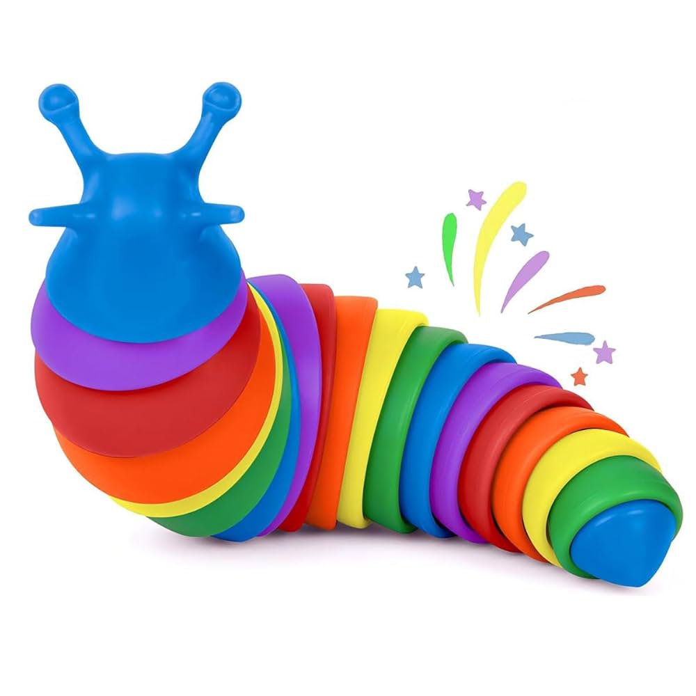 Caterpillar Slug Toy Sensory - Relaxing Caterpillar Stress Relief Toy for Kids and Adults Pack of 1(Multi Colour)