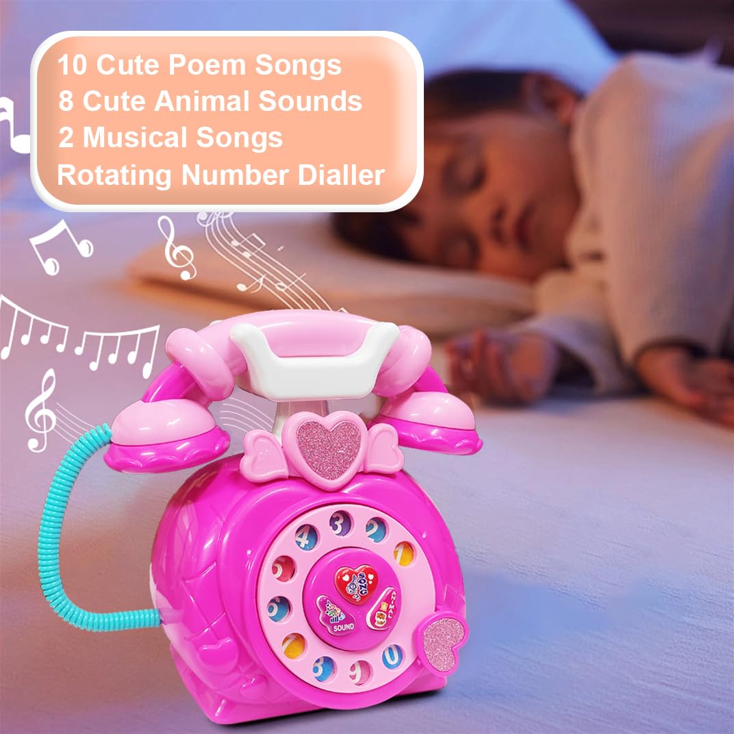 Classic Dial Receiver Simulation Telephone Toy for Kids- sound and light
