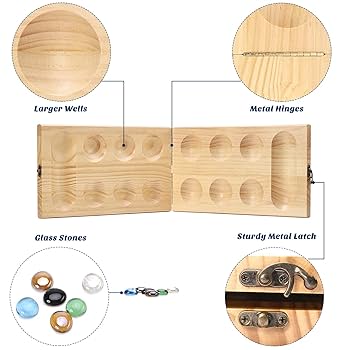 Mancala Pure Natural Stone Chess Piece 0.7in/1.8cm-Pallanguli With 50 Stones