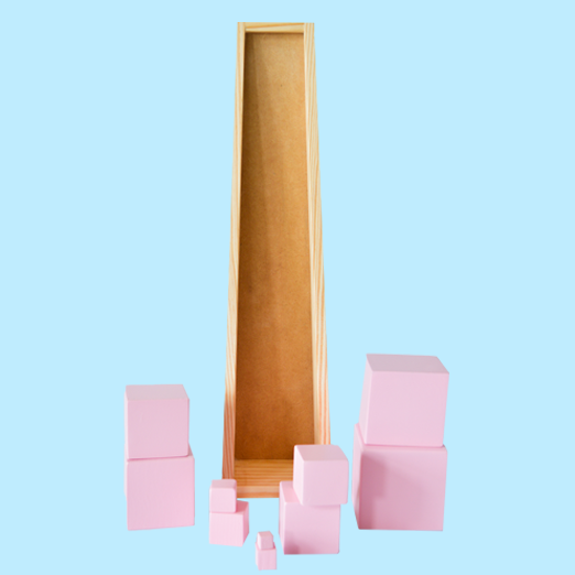 Wooden Montessori Pink Tower Square Blocks Toy Set