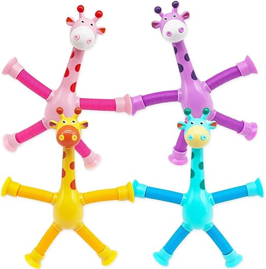 Telescopic Suction Cup Giraffe , Robot, Alien Toy, Monkey LED Telescopic Pipe with Suction Cup, Shape-Changing Stretch Tube - Any 1