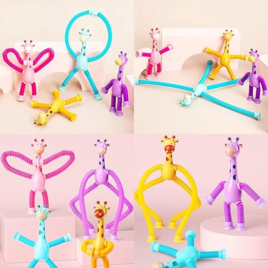 Telescopic Suction Cup Giraffe , Robot, Alien Toy, Monkey LED Telescopic Pipe with Suction Cup, Shape-Changing Stretch Tube - Any 1