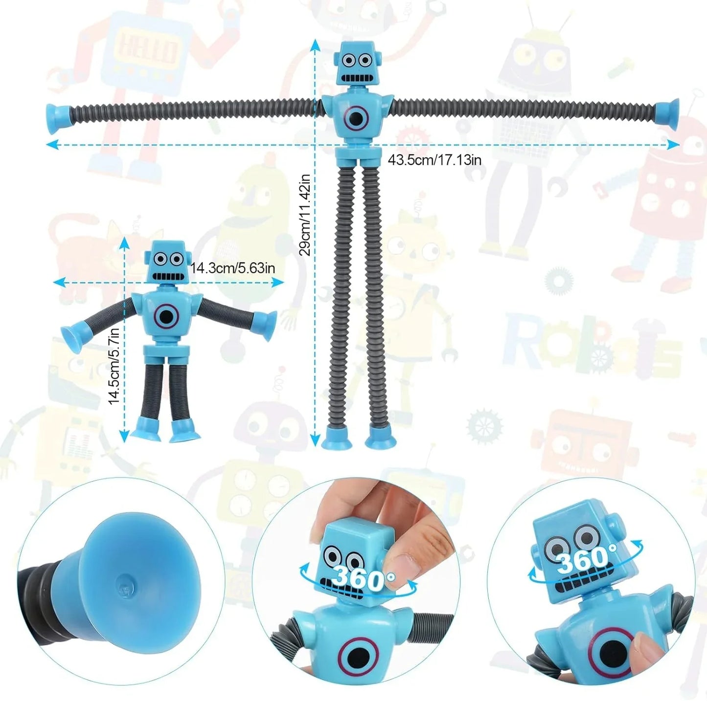 Telescopic Suction Cup Giraffe , Robot, Alien Toy, Monkey LED Telescopic Pipe with Suction Cup, Shape-Changing Stretch Tube - Any 1